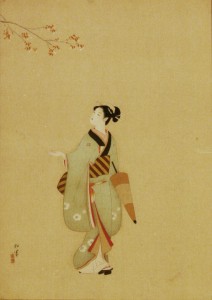 上村松園画「晴れ間」　「苦楽」海外版（1948年10月）の折込口絵の原画